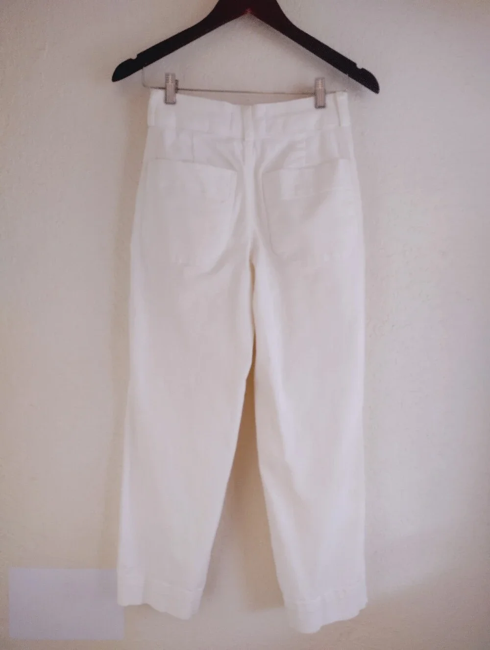 Everlane White High Rise Cropped Straight Leg Pants Double Button Minimalist